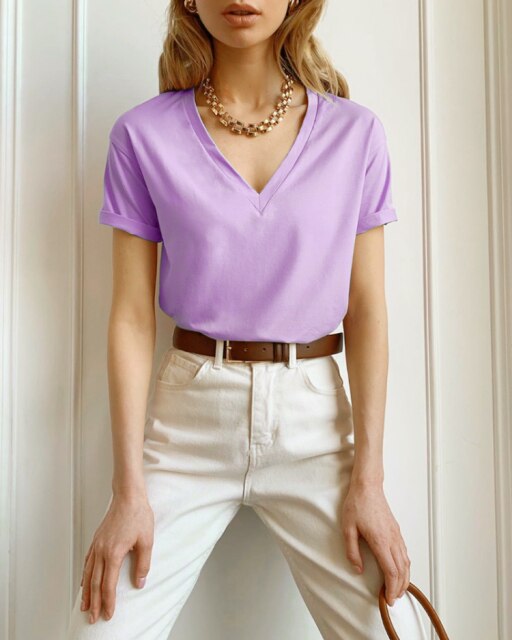 100% Cotton T Shirt Women Summer New Oversized Solid Basic Tees 9 Color Casual Loose Tshirt Korean O Neck Khaki Tops