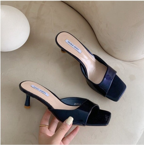 New Brand High Heels Slippers Women Slip On Slide Elegant Mule Shoes Women Sandal Leisure Slipper Big Size 35-41 Sandalias Mujer