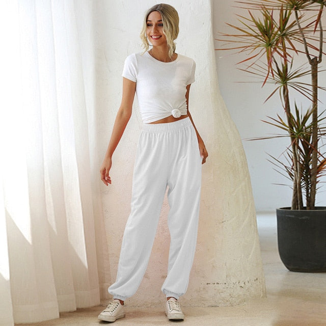 woloong Harajuku Joggers Wide Leg SweatPants Women Trousers High Waist Pants Streetwear Korean Casual Pant Femme Fall New