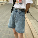 Spring And Summer New Women's Casual Loose Denim Shorts Fashion High Waist Wide Leg Shorts Female Bottoms