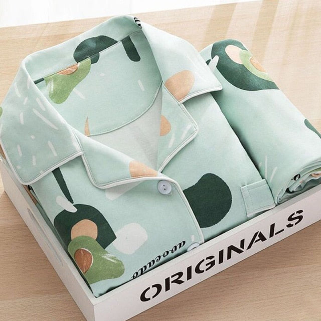 goosudu Women's Pajamas Set Pijama Lingerie for Female Homewear Spring V-Neck Long Sleeves Trousers Suit Sleepwear Pyjamas Sets Viscose