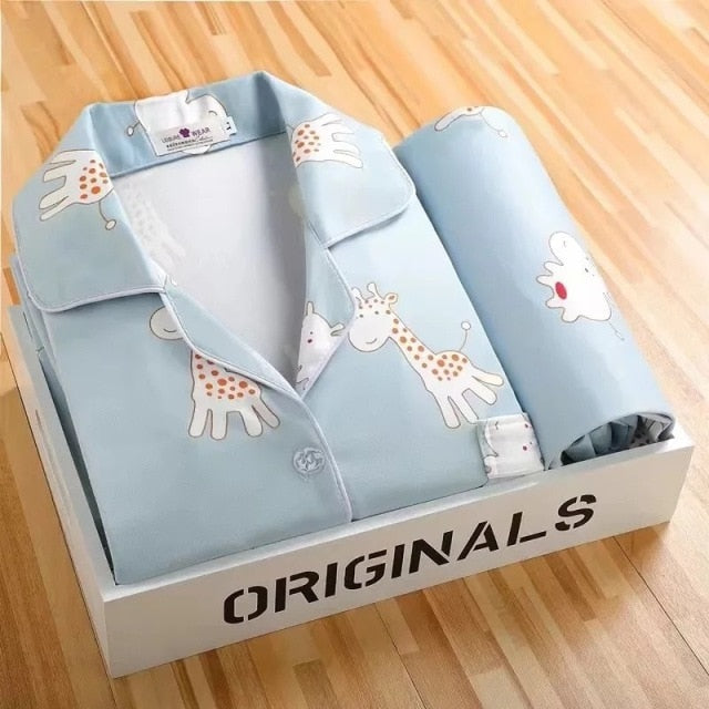 goosudu Women's Pajamas Set Pijama Lingerie for Female Homewear Spring V-Neck Long Sleeves Trousers Suit Sleepwear Pyjamas Sets Viscose