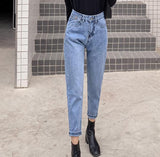 Women's jeans autumn new simple casual Korean loose harem pants all-match slim straight-leg pants