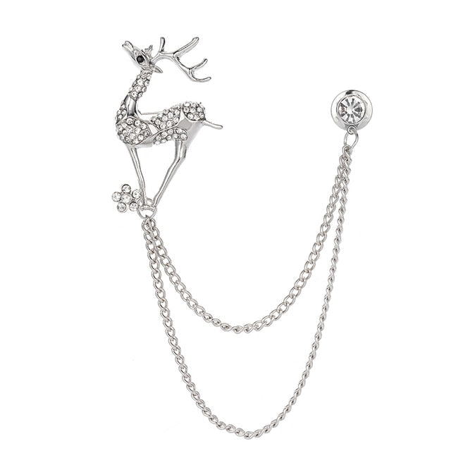 1 Pair Delicate Tree Leaf Brooches Pins For Women Men Vintage Elk Wings Palm Crystal Jean Shirts Suits Lapel Pin Retro Broche