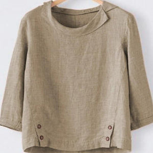 woloong Cotton Linen New Women Autumn Plus Size 5XL Long Sleeve Button Solid Color Casual T Shirts Women Fashion Clothing