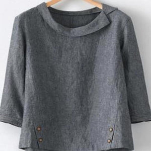 woloong Cotton Linen New Women Autumn Plus Size 5XL Long Sleeve Button Solid Color Casual T Shirts Women Fashion Clothing