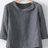 woloong Cotton Linen New Women Autumn Plus Size 5XL Long Sleeve Button Solid Color Casual T Shirts Women Fashion Clothing