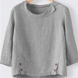 woloong Cotton Linen New Women Autumn Plus Size 5XL Long Sleeve Button Solid Color Casual T Shirts Women Fashion Clothing