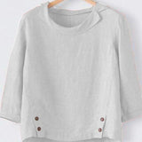 woloong Cotton Linen New Women Autumn Plus Size 5XL Long Sleeve Button Solid Color Casual T Shirts Women Fashion Clothing