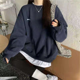spring and autumn new splicing Pullover fashion Korean thick and thin women's Sweatshirt Navy Gray Black Pink women's Hoodi