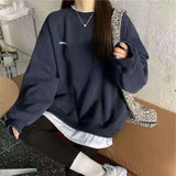 spring and autumn new splicing Pullover fashion Korean thick and thin women's Sweatshirt Navy Gray Black Pink women's Hoodi