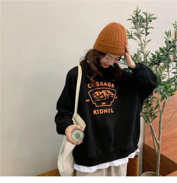 spring and autumn new splicing Pullover fashion Korean thick and thin women's Sweatshirt Navy Gray Black Pink women's Hoodi