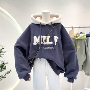 Women Hoodie Letter Hoodies Embroidery Spring Fall Winter Hooded Sweatshirts Tracksuit Korean Japanese Preppy Streetwear