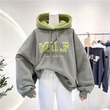 Women Hoodie Letter Hoodies Embroidery Spring Fall Winter Hooded Sweatshirts Tracksuit Korean Japanese Preppy Streetwear