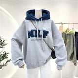 Women Hoodie Letter Hoodies Embroidery Spring Fall Winter Hooded Sweatshirts Tracksuit Korean Japanese Preppy Streetwear