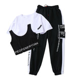 goosudu 3 Pieces Set  Summer Streetwear Outfit Women's Sweatshirt Set Track Suit Cargo Pants Short Sleeve Shirt Women Trouser Set