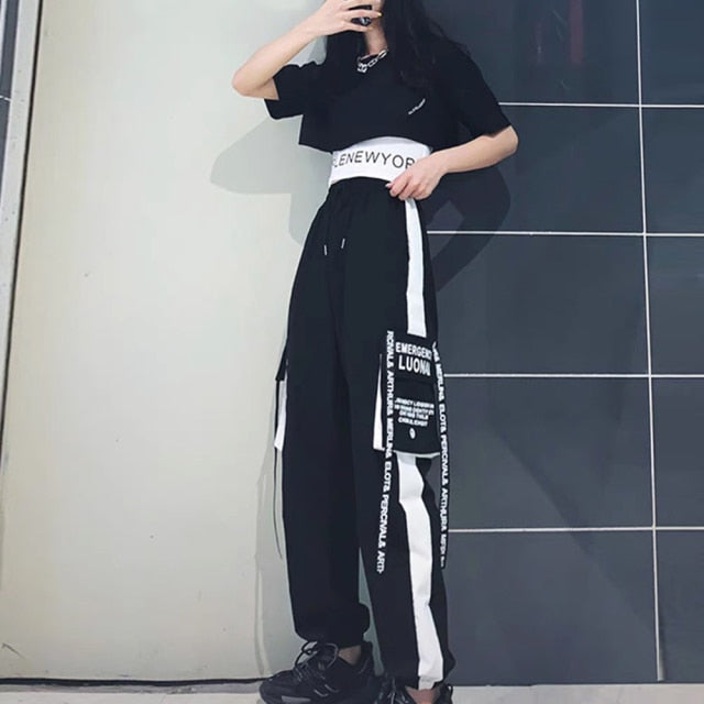 goosudu 3 Pieces Set  Summer Streetwear Outfit Women's Sweatshirt Set Track Suit Cargo Pants Short Sleeve Shirt Women Trouser Set