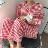 woloong New Fashion Sleepwear Women's Cotton Cute Pajamas Girls Long Sleeve Tops+Pants with Pockets Stripe Casual Lounge Wear