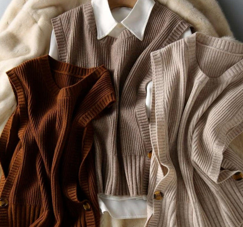 woloong Sweater Vest Women O-neck Solid Autumn Fashionable Button Chic Design Female Leisure Knitwear Preppy Style New Arrival Soft Cozy