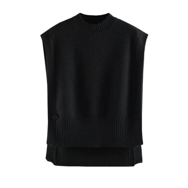 woloong Sweater Vest Women O-neck Solid Autumn Fashionable Button Chic Design Female Leisure Knitwear Preppy Style New Arrival Soft Cozy