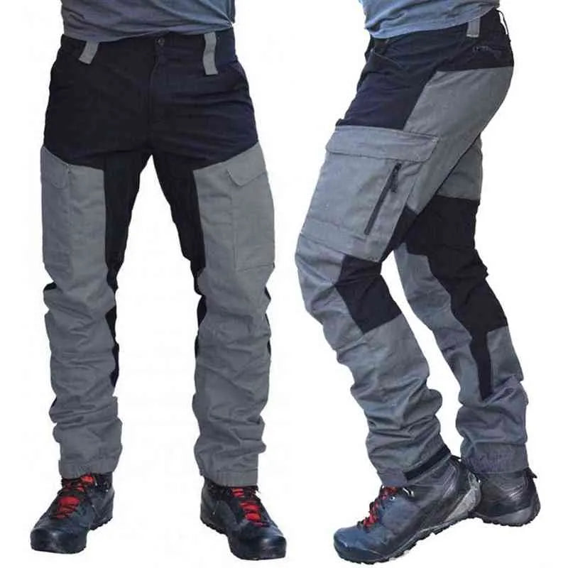 Men Fashion Color Block Multi Pockets Sports Long Cargo Pants Work Trousers Men's Tactical Work Out Quick Dry Pants cargo pants H1223
