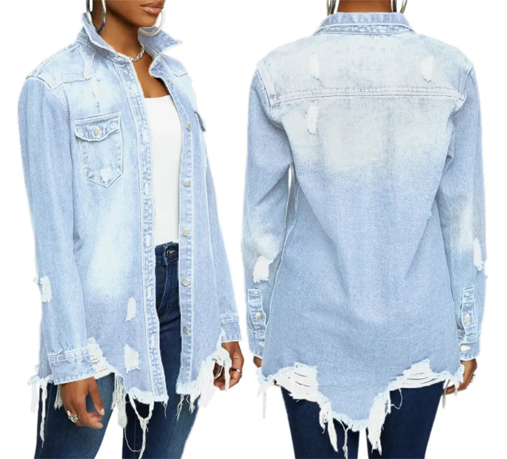 Fashion Women's Jackets New Long Sleeve Casual Jean Jacket Outerwear Boyfriend Style Women Slim Denim Coat Windbreaker Coats Size S-3XL