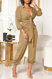 Goosudu Fashion Casual Solid Basic V Neck Plus Size Jumpsuits