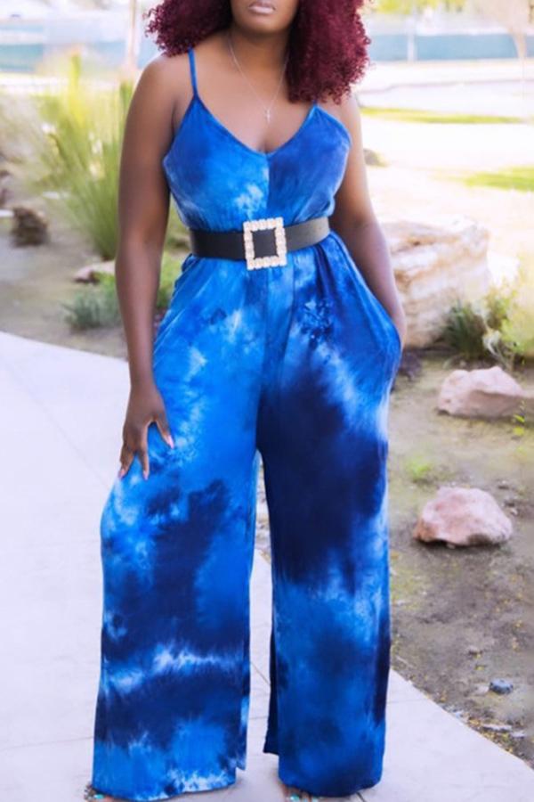 Goosudu Loose Tie Dye Printed Suspender Jumpsuit