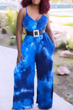 Goosudu Loose Tie Dye Printed Suspender Jumpsuit