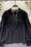 Goosudu 3D Flower Design Urban Lantern Sleeve Blouse