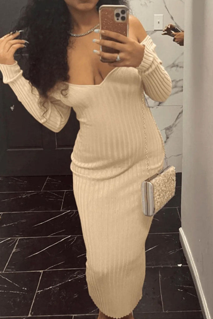 Goosudu Sexy Solid Patchwork V Neck Dresses