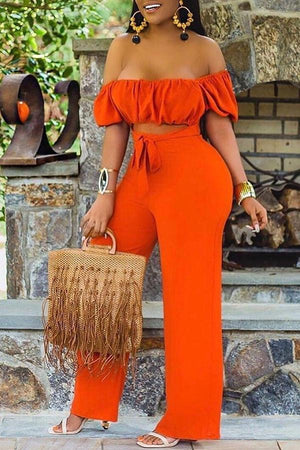 Goosudu Solid Color Open Back One-shoulder Casual Wide-leg Jumpsuit