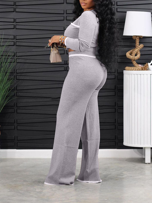 Goosudu Knit Zip-Front Top & Pants Set