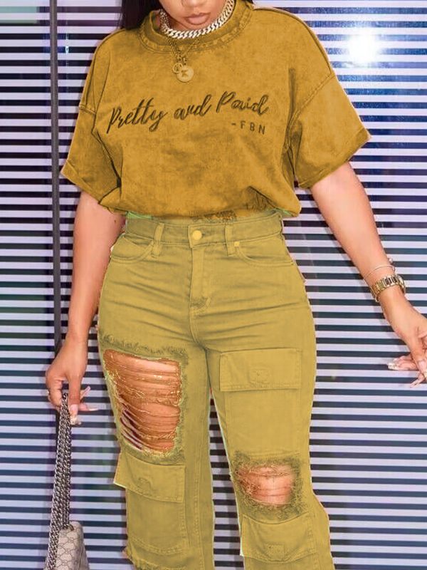 Goosudu Logo Tee & Ripped Jeans Set