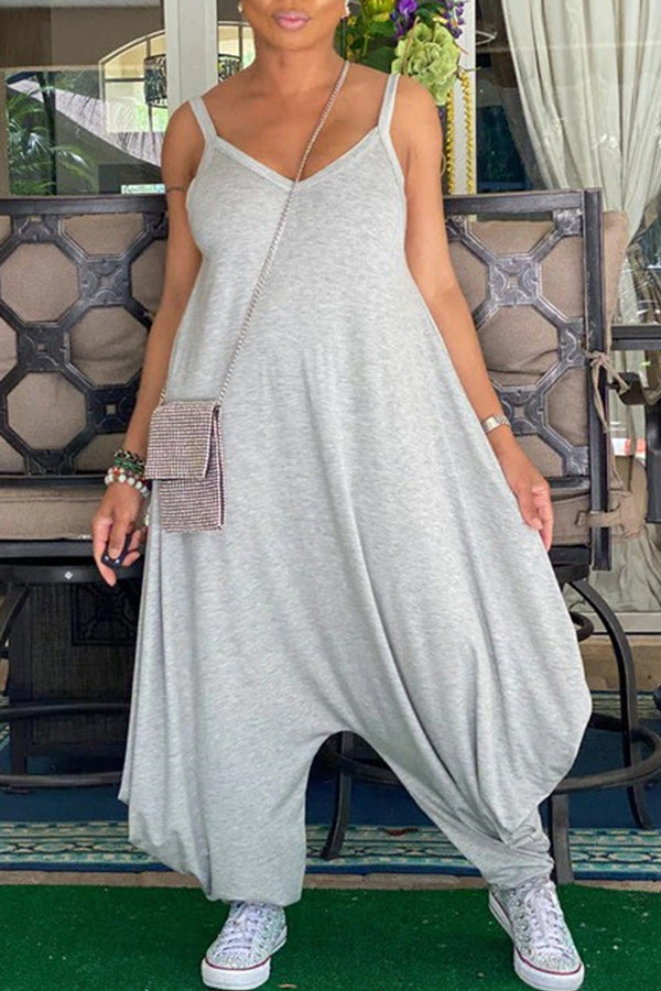 Goosudu Fashion Solid Color Suspenders Low-Grade Jumpsuits