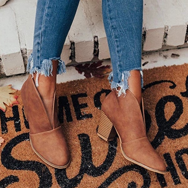 Goosudu Fashion Faux Leather Slip-On Boots