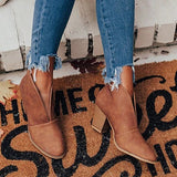 Goosudu Fashion Faux Leather Slip-On Boots