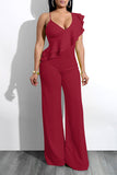 Goosudu Casual Fashion Asymmetric Ruffle Jumpsuit
