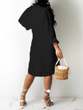 Goosudu Solid Button-Front Shirt Dress