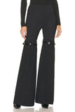 Goosudu Solid Color On-trend Belt Design Bell Bottoms Pants
