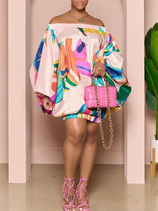 Goosudu Printed Off-Shoulder Parachute Dress