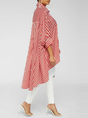 Goosudu Stripe High-Low Shirt