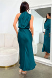Goosudu Halter Sleeveless Satin Bridesmaid Dress