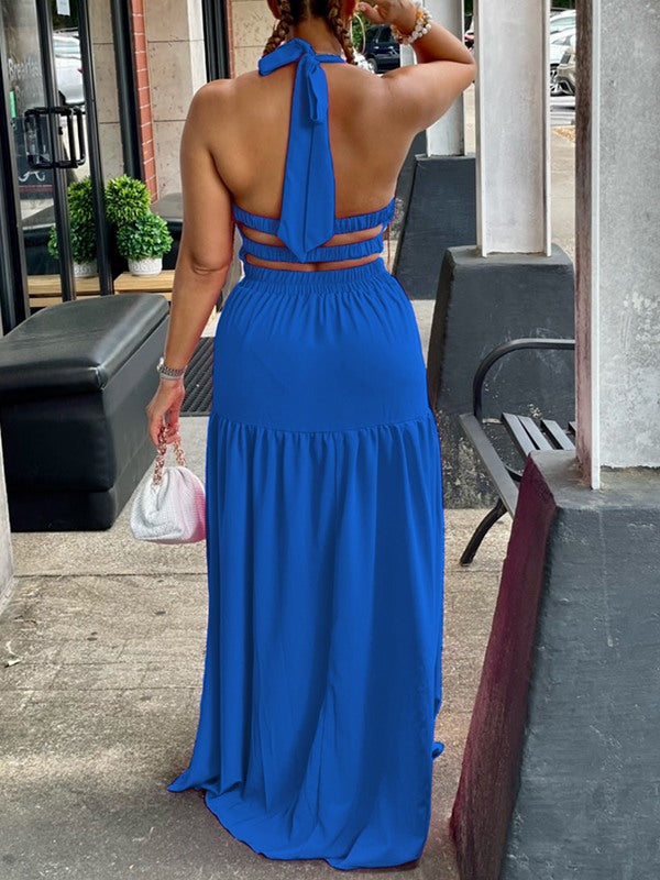 Goosudu Sleeveless Elastic-Waist Maxi Dress