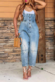 Goosudu Fashion Casual Designer Style Denim Suspender Jumpsuit