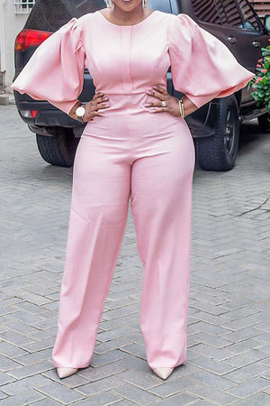 Goosudu Temperament Commuter High-waist Straight-leg Solid Color Jumpsuit