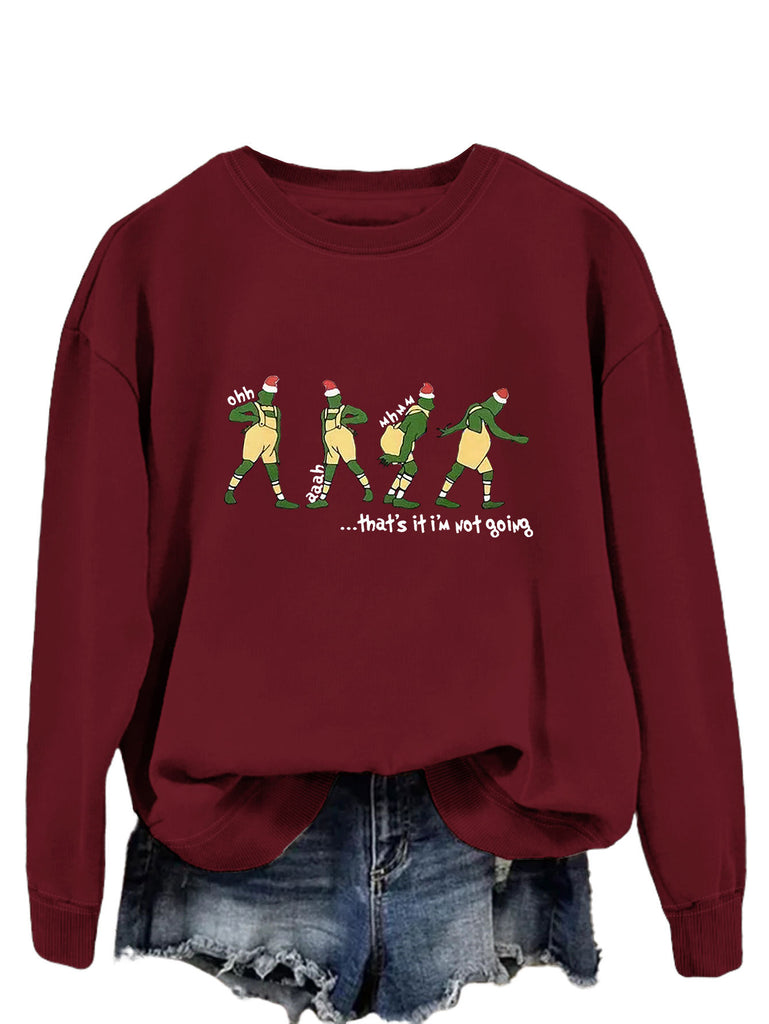 Goosudu Womens Merry Christmas Crewneck Sweatshirt Funny ohh aaah mhmm that's it I'm Not Going Print Holiday Sweatshirt