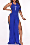 Goosudu Sexy Sleeveless Backless Lace-Up High Slit Jumpsuits