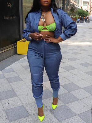 Goosudu Slit Bomber Jacket & Jogger Pants Set