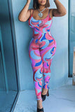 Goosudu Fashion Printed Backless Sling High Waist Slim Jumpsuit